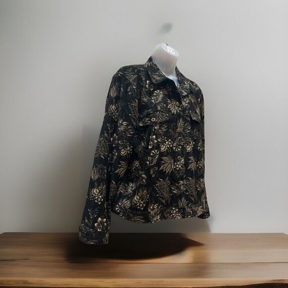 Christopher & Banks Women's Stretch Button-Up Shirt Multi Large Floral Print - Picture 2 of 8